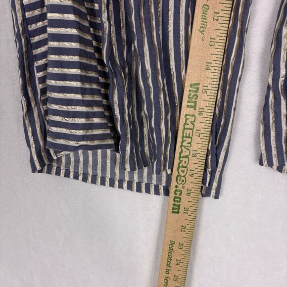 Eva Franco Anthro Blue, Gold, and White Striped High Waisted Wide Leg Pants Size - Picture 7 of 13